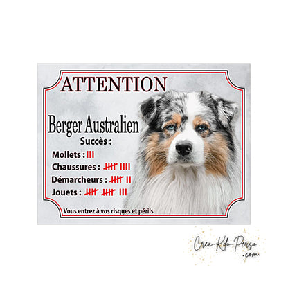 Plaque Berger Australien Panneau de portail Attention au chien