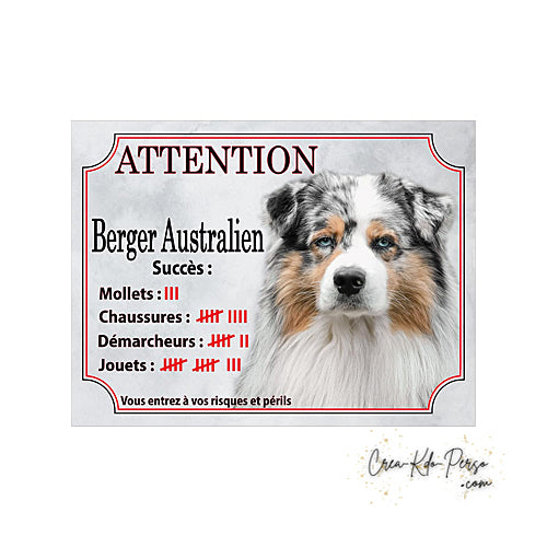 Plaque Berger Australien Panneau de portail Attention au chien