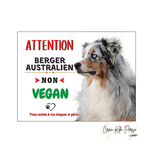 Plaque Berger Australien Panneau de portail Attention au chien je monte la garde