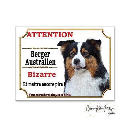 Plaque Berger Australien Panneau de portail Attention au chien