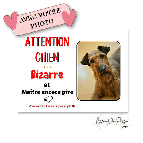 plaque attention au chien personnalisée photo