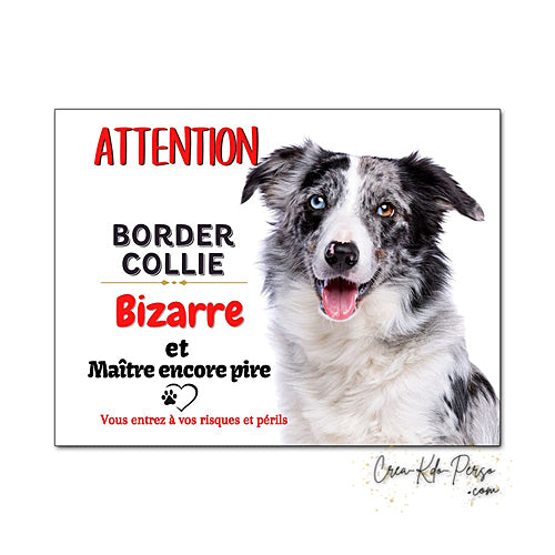 Plaque Border Collie Panneau de portail Attention au chien