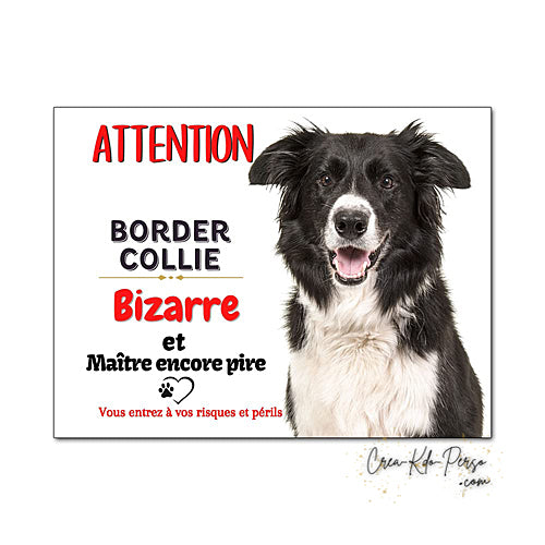 Plaque Border Collie Panneau de portail Attention au chien