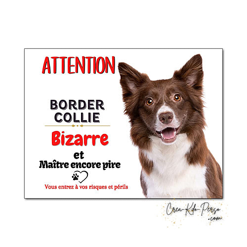 Plaque Border Collie Panneau de portail Attention au chien