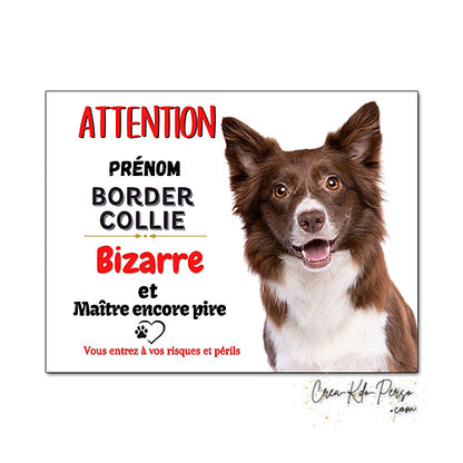 Plaque Border Collie Panneau de portail Attention au chien