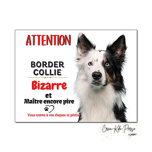 Plaque Border Collie Panneau de portail Attention au chien