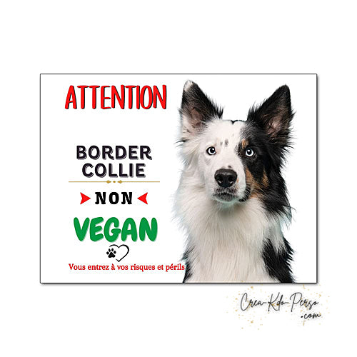 Plaque Border Collie Panneau de portail Attention au chien
