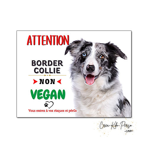 Plaque Border Collie Panneau de portail Attention au chien