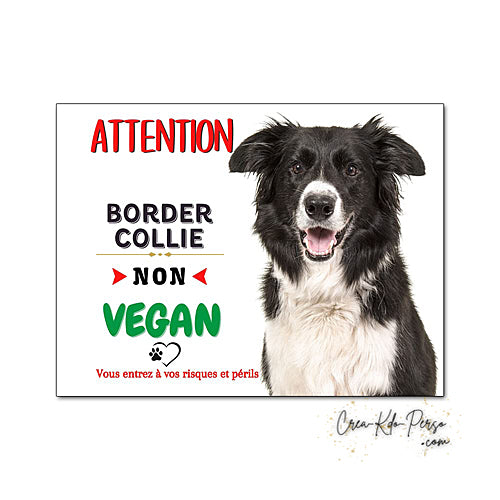 Plaque Border Collie Panneau de portail Attention au chien