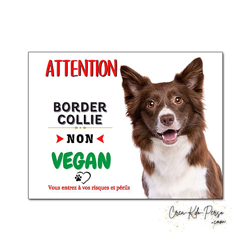 Plaque Border Collie Panneau de portail Attention au chien