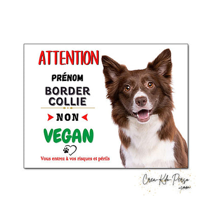 Plaque Border Collie Panneau de portail Attention au chien