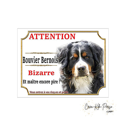 Plaque Bouvier Bernois Attention au chien Panneau de portail je monte la garde