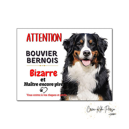 Plaque Bouvier Bernois Attention au chien Panneau de portail je monte la garde