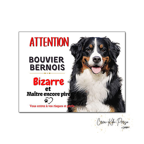 Plaque Bouvier Bernois Attention au chien Panneau de portail je monte la garde