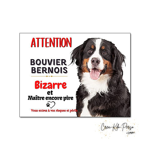 Plaque Bouvier Bernois Attention au chien Panneau de portail je monte la garde