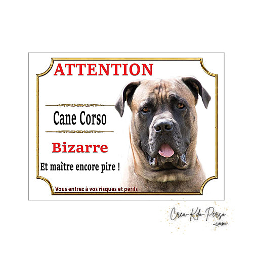 Plaque Cane Corso je monte la garde  panneau de portail Attention au chien