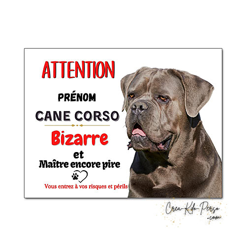 Plaque Cane Corso je monte la garde  panneau de portail Attention au chien