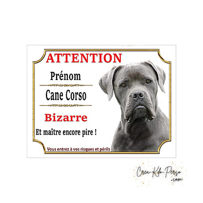 Plaque Cane Corso je monte la garde  panneau de portail Attention au chien