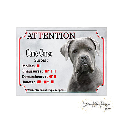 Plaque Cane Corso je monte la garde  panneau de portail Attention au chien