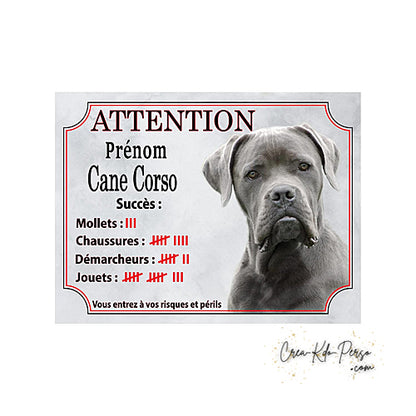 Plaque Cane Corso je monte la garde  panneau de portail Attention au chien