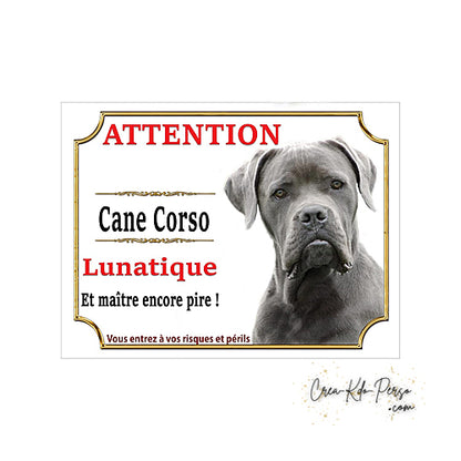 Plaque Cane Corso je monte la garde  panneau de portail Attention au chien