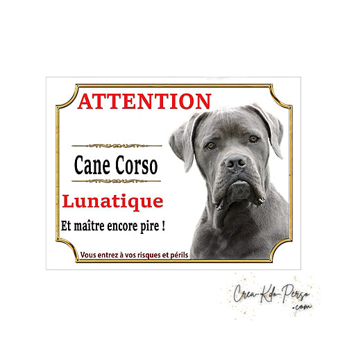 Plaque Cane Corso je monte la garde  panneau de portail Attention au chien