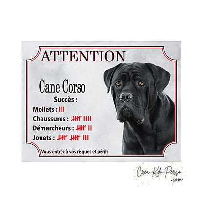 Plaque Cane Corso je monte la garde  panneau de portail Attention au chien