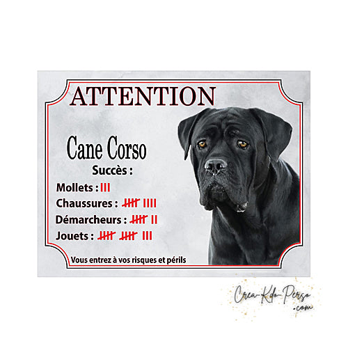 Plaque Cane Corso je monte la garde  panneau de portail Attention au chien
