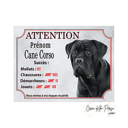 Plaque Cane Corso je monte la garde  panneau de portail Attention au chien