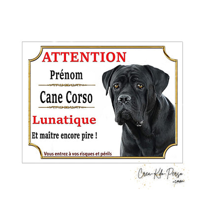 Plaque Cane Corso je monte la garde  panneau de portail Attention au chien