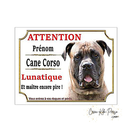 Plaque Cane Corso je monte la garde  panneau de portail Attention au chien