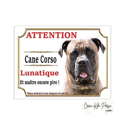 Plaque Cane Corso je monte la garde  panneau de portail Attention au chien