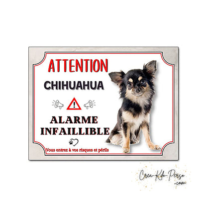 Plaque Chihuahua Attention au chien panneau de portail je monte la garde