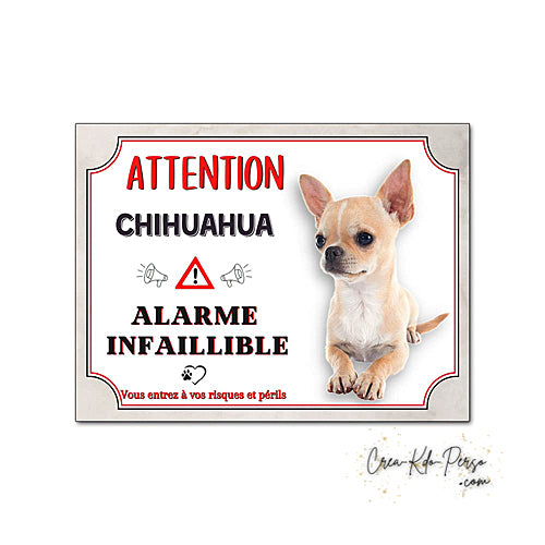 Plaque Chihuahua Attention au chien panneau de portail je monte la garde