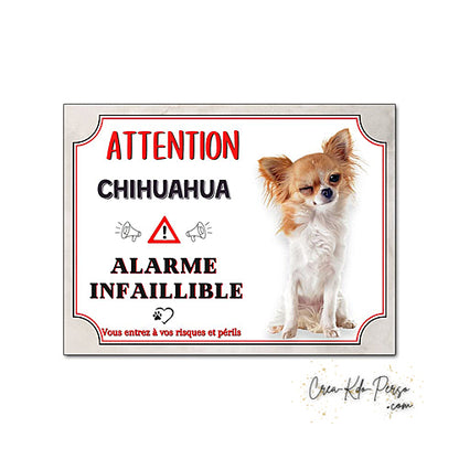 Plaque Chihuahua Attention au chien panneau de portail je monte la garde