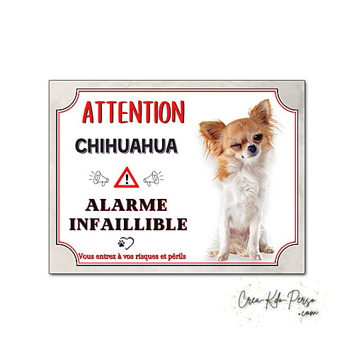 Plaque Chihuahua Attention au chien panneau de portail je monte la garde