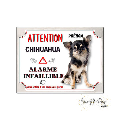 Plaque Chihuahua Attention au chien panneau de portail je monte la garde