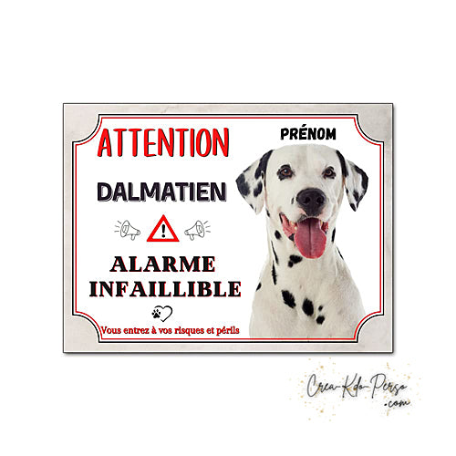 Plaque Dalmatien je monte la garde panneau de portail Attention au chien
