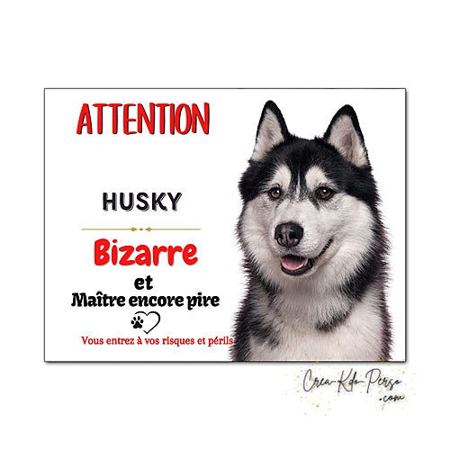 Plaque Husky panneau de portail Attention au chien