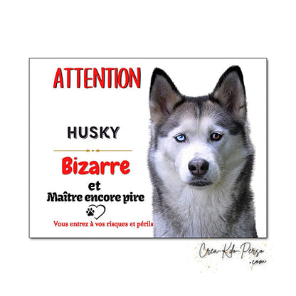 Plaque Husky panneau de portail Attention au chien