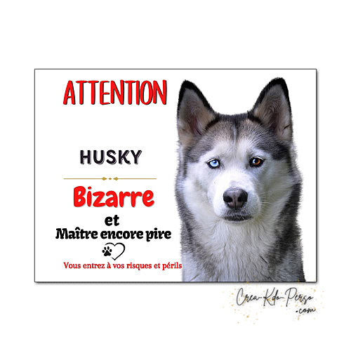 Plaque Husky panneau de portail Attention au chien