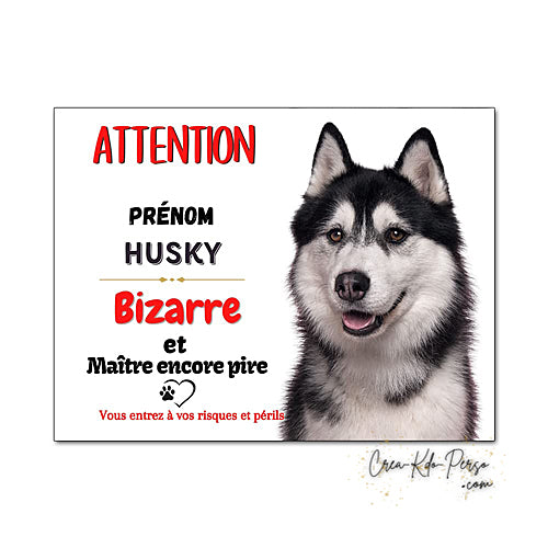 Plaque Husky panneau de portail Attention au chien