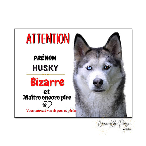 Plaque Husky panneau de portail Attention au chien