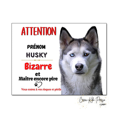 Plaque Husky panneau de portail Attention au chien