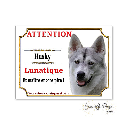 Plaque Husky panneau de portail Attention au chien