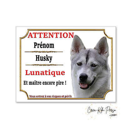 Plaque Husky panneau de portail Attention au chien