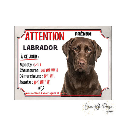 Plaque de portail labrador Attention au chien panneau je monte la garde