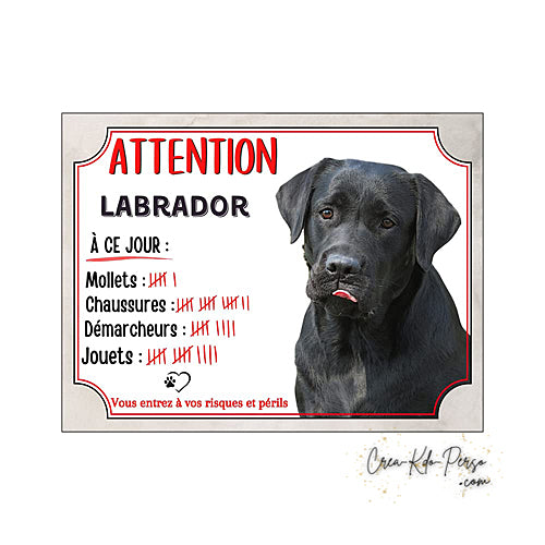 Plaque de portail labrador Attention au chien panneau je monte la garde