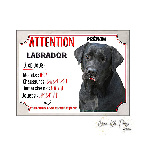 Plaque de portail labrador Attention au chien panneau je monte la garde