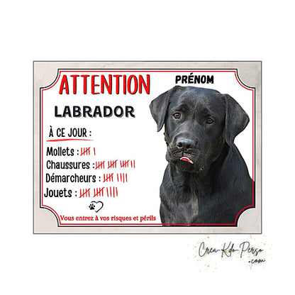 Plaque de portail labrador Attention au chien panneau je monte la garde